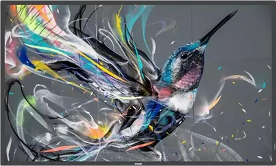 A colorful artistic depiction of a hummingbird.