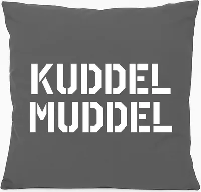 Produktbild von Huuraa Kissen Kuddelmuddel Schriftzug 40x40cm mit Füllung Steel Grey Baumwolle Dekokissen Geschenkidee