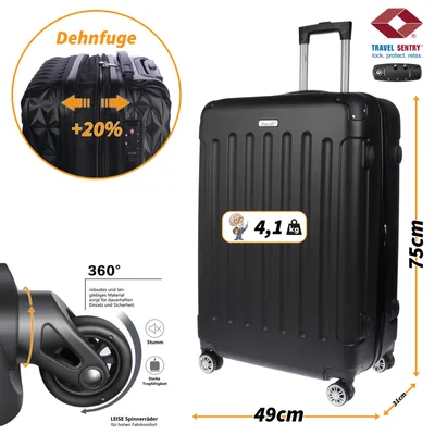 Produktbild von Großer XL Koffer Reisekoffer Hartschalenkoffer Reisen TSA Zahlenschloss Schwarz