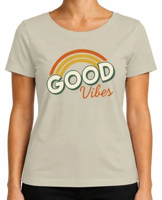Produktbild von Good Vibes Retro Regenbogen Vintage 70erJahre Hippie Boho Sommer Damen T-Shirt, Natur, XXL