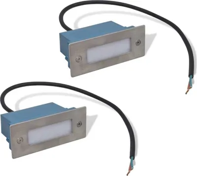 Zdjęcie produktu dla Wpuszczane lampki schodowe LED, 2 sztuki, 44x111x56 mm
