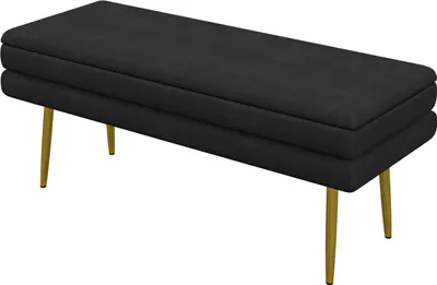 Zdjęcie produktu dla Ławka tapicerowana z miejscem do przechowywania, stal, 100 cm x 37,5 cm x 42 cm, czarna
