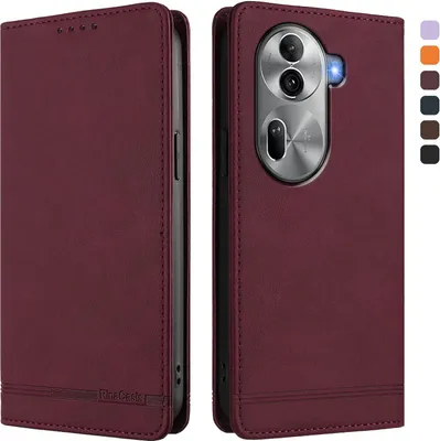 Produktbild von Hülle für Oppo Reno11 Pro 5G, Retro Kunstleder Ständer Klapphülle mit Kartenfächer und Magnetische Rot