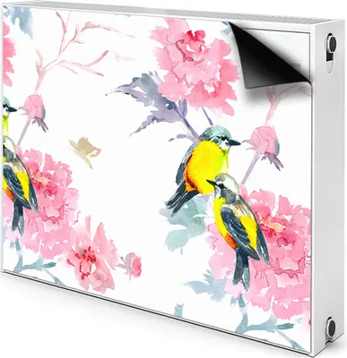 Produktbild von Magnet Heizkörperabdeckung Heizkörperverkleidung Verkleidung Abdeckung 100x60 cm - Vögel und Blumen