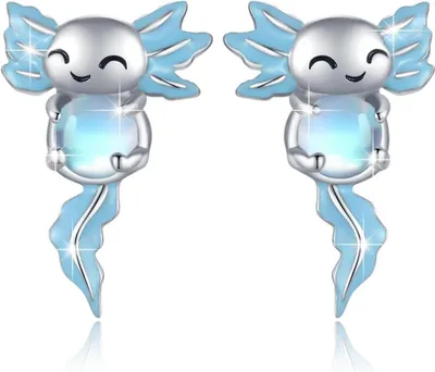 Produktbild von Axolotl Ohrstecker 925 Sterling Silber Mondstein Tier Ohrringe Geschenk