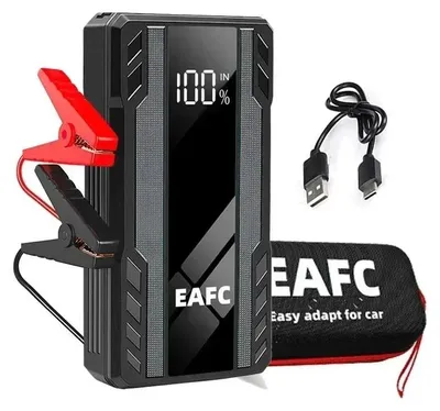 Produktbild von Starthilfe Powerbank - Jump Starter 12 V - 1000 A Spitzenstrom - Kapazität 10000–12000 mAh - 4 Zellen - Mit Aufbewahrungsbox - Schwarz