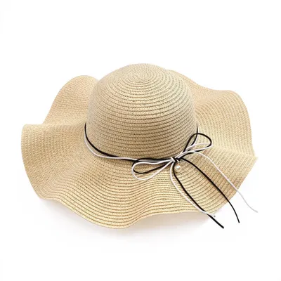 Obrázek produktu pro Dámská boho slaměná klobouk, skládací, s mašlí, béžová, barva papyrusu, obvod 56,5 cm