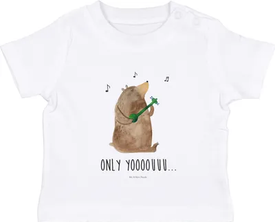 Produktbild von Mr. & Mrs. Panda  T-Shirt Bär Gitarre 6. - 12. Monat - Weiß - Geschenk, Baby Shirt, Kleinkind, Kinder Top, Teddy, Kurzarmshirt, Babyshirt
