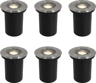 Produktbild von Set mit 6 Modernen Außen BodenSpots Stahl 35 mm Verstellbar IP65 Delux