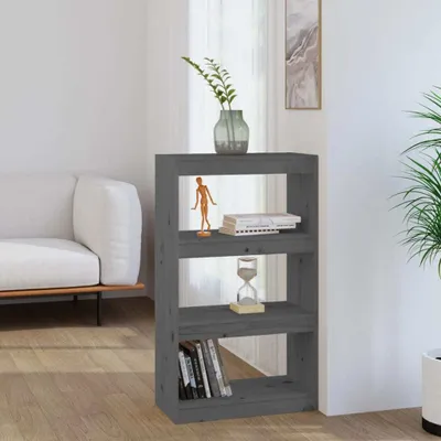 Produktbild von The Living Store Bücherregal/Raumteiler Grau 60x30x103,5 cm Massivholz Kiefer