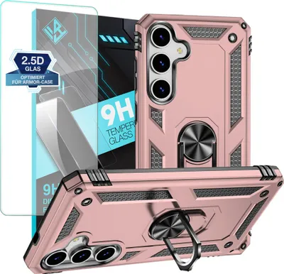 Produktbild von Armor Outdoor Handyhülle für Samsung Galaxy S25 Handy Panzer Case Schutzhülle mit 9H Displayglas Displayschutz Farbe: Rosegold