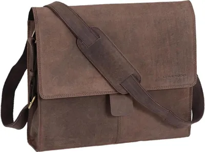 Produktbild von Lederüberschlagtasche Aktentmappe Lederumhängetasche Ordnergröße mittelbraun