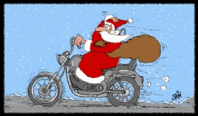 Produktbild von Türmatte Abtreter Weihnachtsmann auf Motorrad - Uli Stein Fußabstreifer