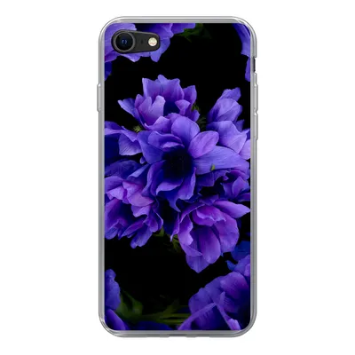Produktbild von MuchoWow® Handyhülle Schutzhülle Hülle für iPhone 7 Muster - Blumen - Lila Silikon Softcase Handy Hülle - Kartenhalter