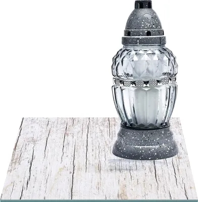 Zdjęcie produktu dla SZKLANA PODSTAWKA POD ZNICZE Z DEDYKACJĄ 35x35cm Dechy 115g