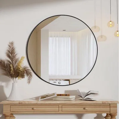 Zdjęcie produktu dla Aluminiowo-ceramiczne lustro ścienne 50 cm, czarne