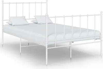 Produktbild von Weißes Metallbett 120x200 cm mit Lattenrost-Design