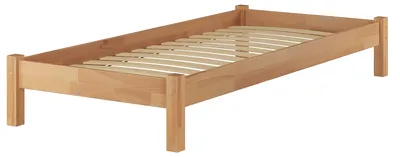 Produktbild von Einzelbett Bettrahmen 100x200 Buche natur Massivholzbett Futonbett Zubehör wählbar V-60.84-10Federleisten