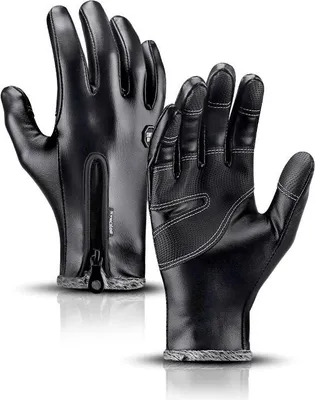 Produktbild von INF Winddichte Warme Fahrradhandschuhe - Kunstleder Thermohandschuhe für Motorrad, E-Bike L