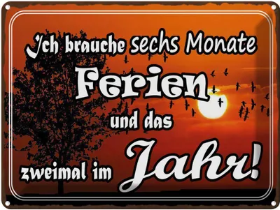 Produktbild von vianmo Blechschild 30x40 cm brauche 6 Monate Ferien 2 Mal Spruch Zitat