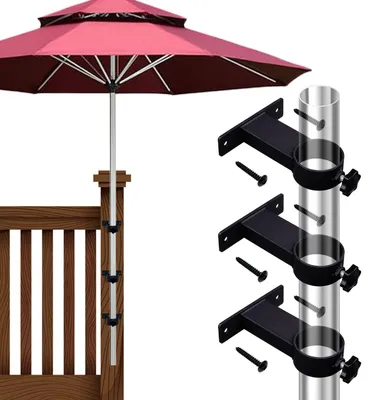Image de Ensemble de 3 supports de parasol noirs pour l'extérieur
