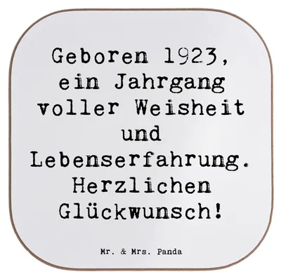 Produktbild von Mr. & Mrs. Panda Untersetzer für Gläser Spruch 1923 Geburtstag - Weiß - Geschenk, Happy Birthday, Tischuntersetzer, Geburtstagsgeschenk, gläseruntersetzer, Glückwunsch