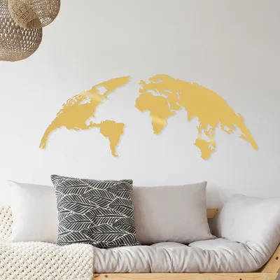 Obrázok produktu pre Wallity, World- TNL1638, Zlatá, Ostatné bytové dekorácie, 150 x 59 cm, 100% kov (hrúbka: 1