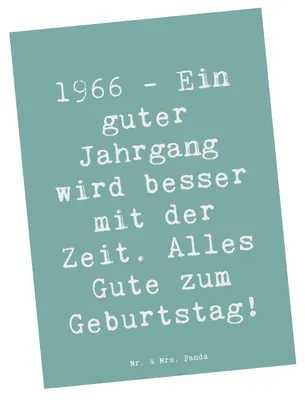 Produktbild von Mr. & Mrs. Panda bildkarte Spruch 1966 Geburtstag - Meeresbrise - Geschenk, ein guter Jahrgang, Postkarten, Happy Birthday, Ansichtskarten, Jubiläum, Kunstkarten, Alter