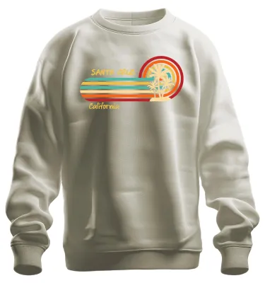 Immagine prodotto di Santa Cruz California Retro Palmen Sonnenuntergang Strand Surfer Felpa Unisex Pullover, Natur, S
