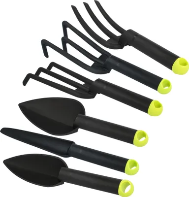 Produktbild von com-four® 6-teiliges Premium Garten-Werkzeug Set - Klein-Grubber, Blumen-Kelle, Pflanzen-Kelle, Blumen-Gabel, Rechen und Unkraut-Stecher - für Garten und Balkon