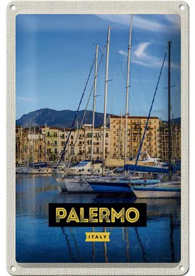 Produktbild von Blechschild Reise 20x30cm Palermo Italien Meer Boote