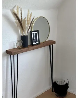 Produktbild von Konsolentisch mit Haarnadelbeinen Schwarz/B 100x15x91cm Massivholz Eiche