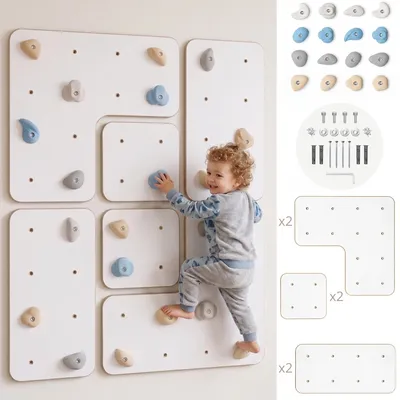 Produktbild von MAMOI ® Kletterwand für Kinder, modulare Kletterwand für das Kinderzimmer, Holz-Kletterwand für den Innenbereich