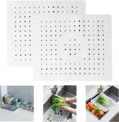 Produktbild von Azomor® Gummispülbeckenmatten Set für Abtropfen und Abflussschutz