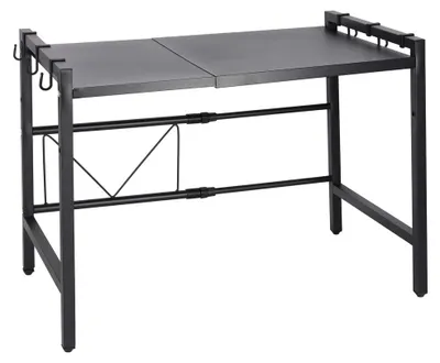 Productafbeelding van Keukenplank boven de magnetron, verstelbaar, metalen organizer met 6 ophanghaken