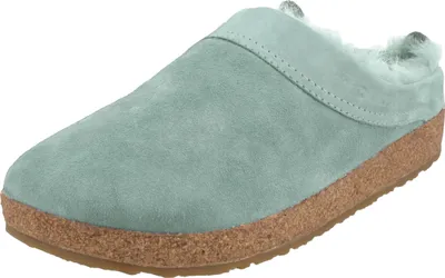 Produktbild von Haflinger Damen Hausschuh Herren Pantoffel Lammfell Leder Clog Snowbird 713015, Größe:41 EU, Farbe:Grün