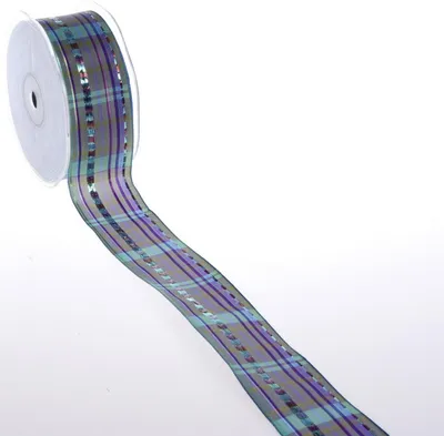 Produktbild von Kariertes Weihnachtsband - blau - 40mm - 20m - 8243-70