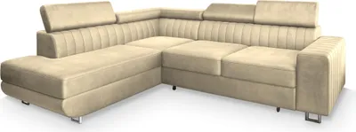Produktbild von Masseno Ecksofa NOLA L-S mit Schlaffunktion L-Form, Sofa mit Bettkasten, Wohnzimmersofa, Couch, Soffa, Bettsofa, Couchgarnitur- Creme, MONOLITH 04