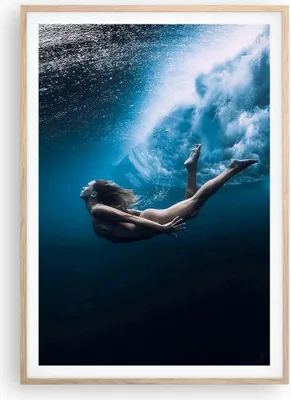 Produktbild von Gerahmtes Poster - Rahmen in heller Eiche - Tauchen Frau Wellen - 70x100 cm - Wand Bild - Wanddeko - Wandbilder - Kunstposter - Wandposter - Bilderrahmen - Bilder - Kunstdruck - P2NPA70x100-4599