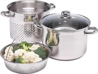 Obrázok produktu pre Taliansky lis na cestoviny z nehrdzavejúcej ocele s parným ventilom – 20 cm – strieborná farba – Küchenkraft