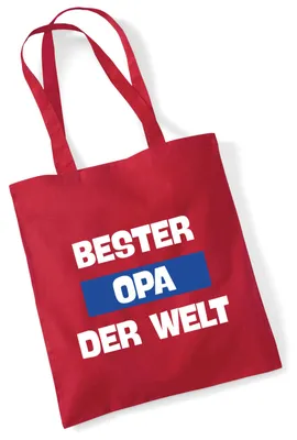 Produktbild von Huuraa Jutebeutel Bester Opa der Welt 10 Liter Classic Red Baumwolle Tasche Geschenkidee