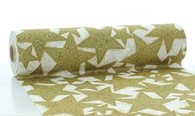 Produktbild von Sovie HORECA Weihnachtstischläufer Gitte in Gold-Schwarz aus Linclass® Airlaid 40 cm x 24 m, 1 Stück - Sterne
