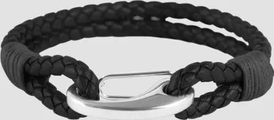 Produktbild von Echtleder Armband geflochten mit Edelstahlelement