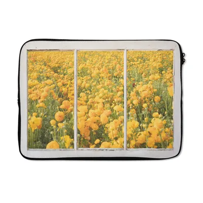 Produktbild von MuchoWow® Laptop Hülle 13 Zoll Durchsichtig - Blumen - Gelb Laptoptasche - Laptophülle - Sleeve - Rundumschutz