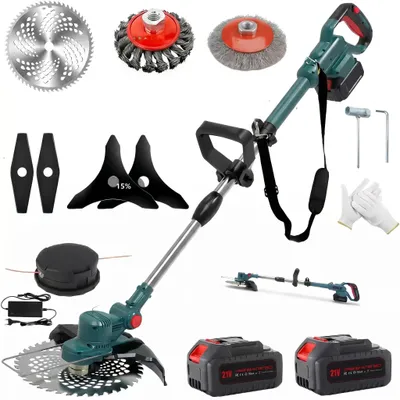 Produktbild von 750-W-Bürstenloser Rasenmäher, ausgestattet mit 2 Akkus à 4000 Ah und 21 V, inklusive Unkrautbürste, Rasenmäher-Set
