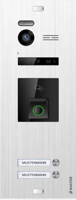 Produktbild von Balter EVO-HD Fingerprint und RFID Video Türsprechanlage Zusatz Tüstation, 2 Familienhaus, Video Türklingel mit Kamera, 2 Draht Bus