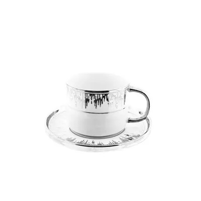 Produktbild von 12-Teiliges Kaffeeset aus Porzellan mit Untertassen Kaffee Tasse Gold Umrandung Schwarz