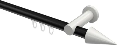 Produktbild von Interdeco Innenlaufstange / Gardinenstange mit Innenlauf Schwarz / Weiß, Typ Platon Savio (Kegel), 20 mm Ø 1-läufig, 180 cm