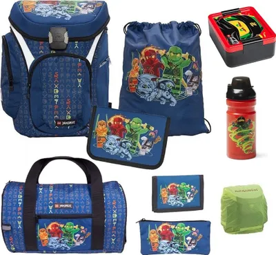 Produktbild von Lego Ninjago Schulranzen 1. Klasse für Jungen und Mädchen 9-teilig mit Lunch-Set und Sporttasche