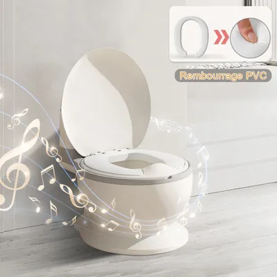Produktbild von Baby-töpfchen mit Geräusch für Töpfchentraining Mini Kindertoilette mit Spülgeräusch Und Musik,Toilettensitz für Kinder mit Herausnehmbarem Topf Grau